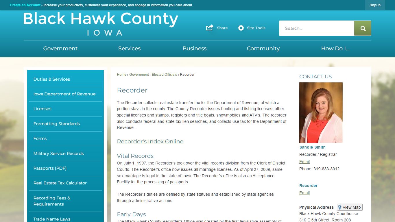 Recorder | Black Hawk County IA