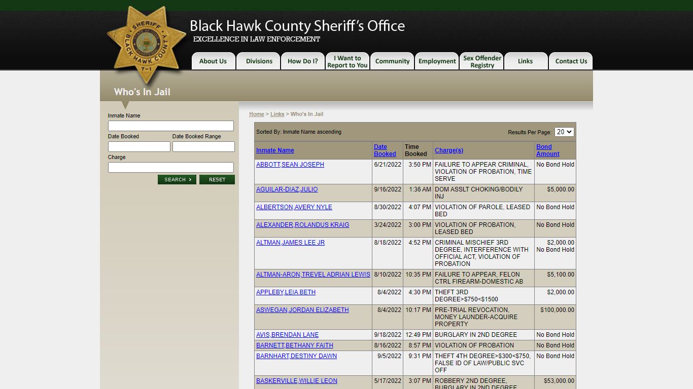 Who's In Jail - Black Hawk County Sheriff's Office