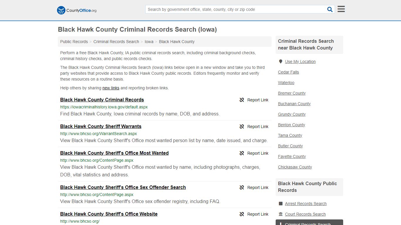 Black Hawk County Criminal Records Search (Iowa) - County Office